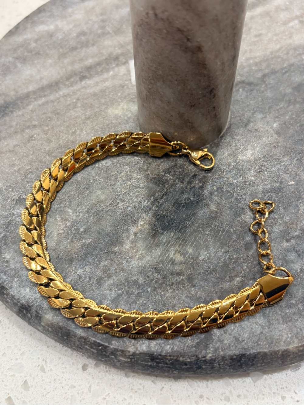 Gold Tone flat Chain Bracelet